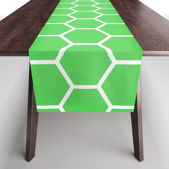 Honeycomb (White & Green Pattern) Table Runner