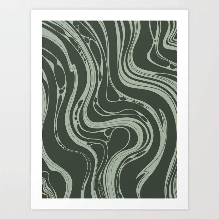 Oil Slick - Green Art Print