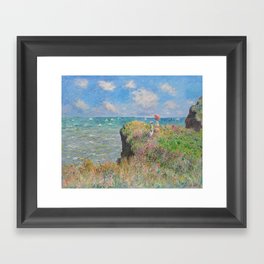 Claude Monet " Cliff Walk at Pourville" Framed Art Print