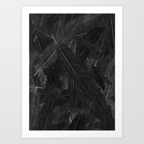 Feathered (Black). Art Print