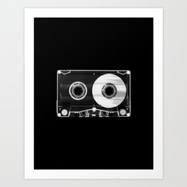 Black and White Retro 80's Cassette Vintage Eighties Technology Art Print Wall Decor from 1980's Art Print