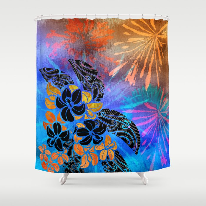 Hibiscus Tie Dye Shimmer Shower Curtain