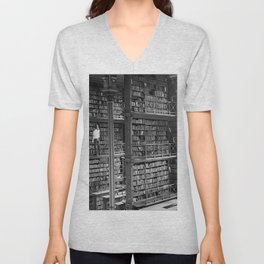 A book lovers dream - Cast-iron Book Alcoves Cincinnati Library black and white photography V Neck T Shirt