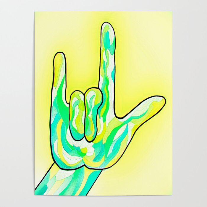 Asl I Love You Baby Yellow Poster By Eloiseart Society6 Asl I Love You Baby Yellow Poster By Eloiseart Society6
