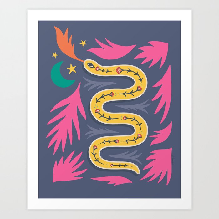 Snake Charmer | Hot Pink & Purple Art Print