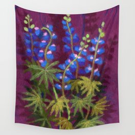 Lupines, Wild Flowers, Fiber Art, Wool Painting Wall Tapestry