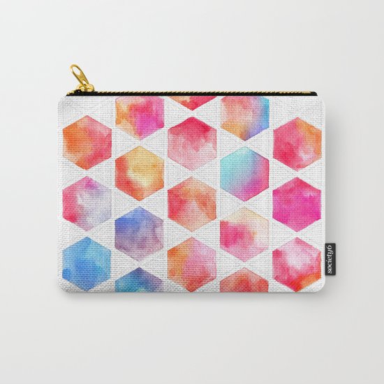 Radiant Hexagons - geometric watercolor painting Carry-All Pouch