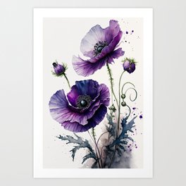 Purple Poppy Flowers  Art Print