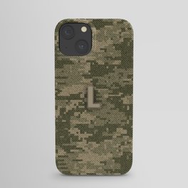 Personalized L Letter on Green Military Camouflage Army Design, Veterans Day Gift / Valentine Gift / Military Anniversary Gift / Army Birthday Gift  iPhone Case