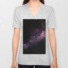 Cosmic Star Galaxy, Purple Milky Way  V Neck T Shirt
