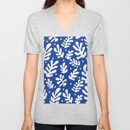 Henri Matisse - Leaves Pattern - Deep Blue V Neck T Shirt