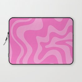 Retro Liquid Swirl Abstract Pattern in Double Y2K Pink Laptop Sleeve