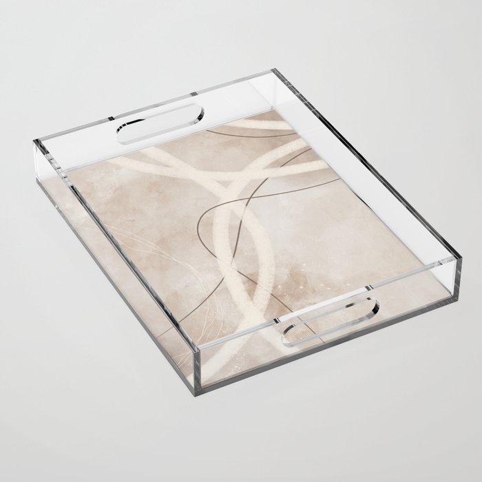 Abstract Lines Beige No1 Acrylic Tray