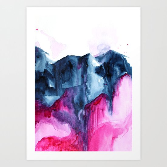 Abstract Indigo Mountains 2 Art Print