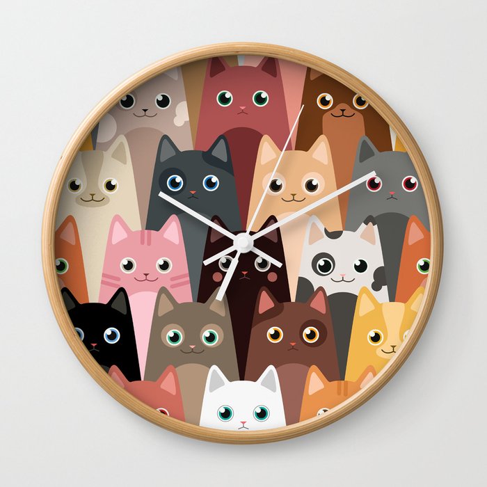 Cats Pattern Wall Clock