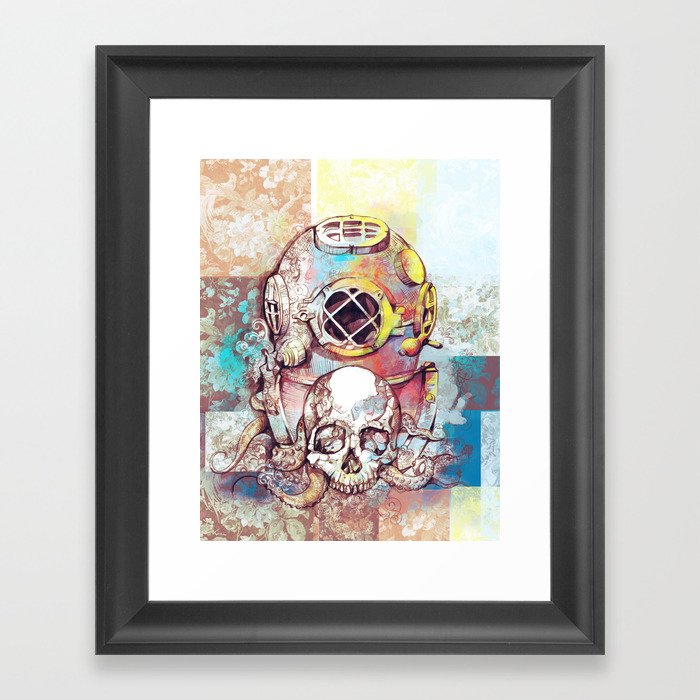 vintage floral skull Framed Art Print