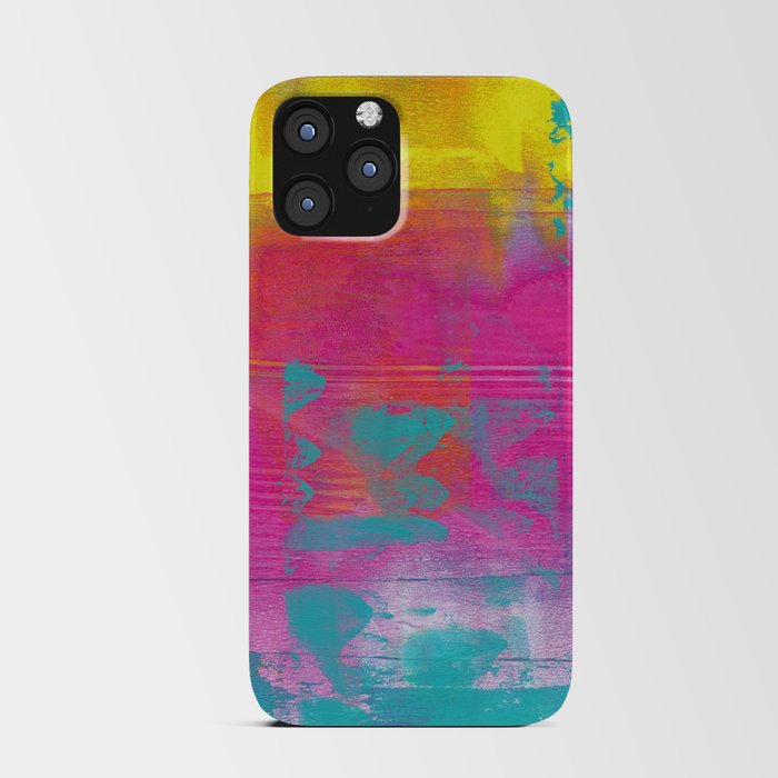Neon Abstract Acrylic - Turquoise, Magenta & Yellow iPhone Card Case