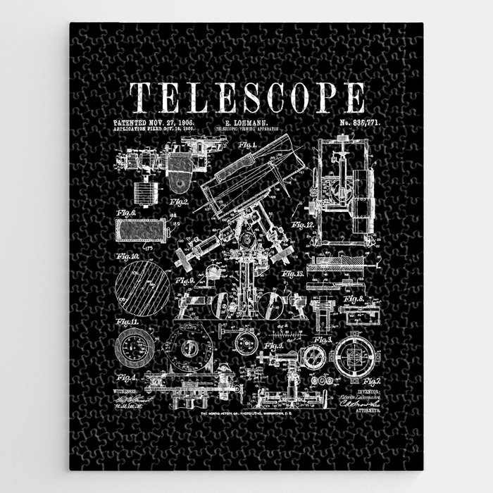 Astronomy Teacher Astronomer Telescope Vintage Patent Print Jigsaw Puzzle