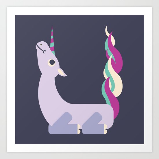 Letter U // Animal Alphabet // Unicorn Monogram Art Print