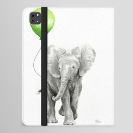 Baby Elephant with Green Balloon iPad Folio Case