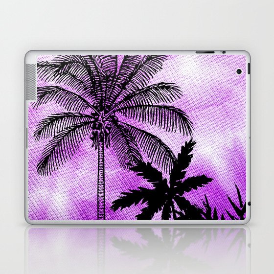 Palm Trees With Purple Watercolor Background  Laptop & iPad Skin