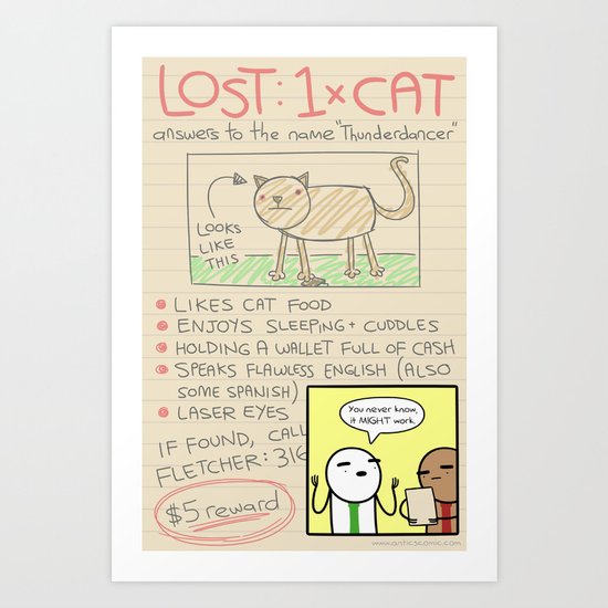 Antics #366 - here kitty kitty Art Print