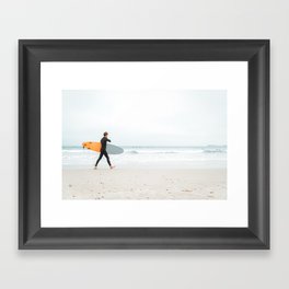 Beach - Surfer - Ocean - Minimal - Sea - Travel photography Framed Art Print