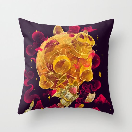 Piggy Boom Throw Pillow