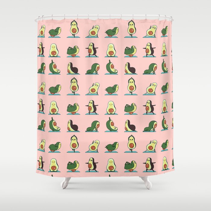 Avocado Yoga in Pink Shower Curtain