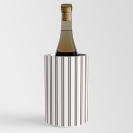 Bark Brown and White Narrow Vertical Vintage Provincial French Chateau Ticking Stripe Wine Chiller