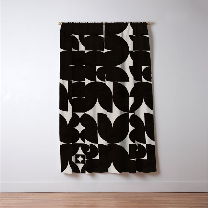 Black White Mid Century Modern Pattern Blackout Curtain By