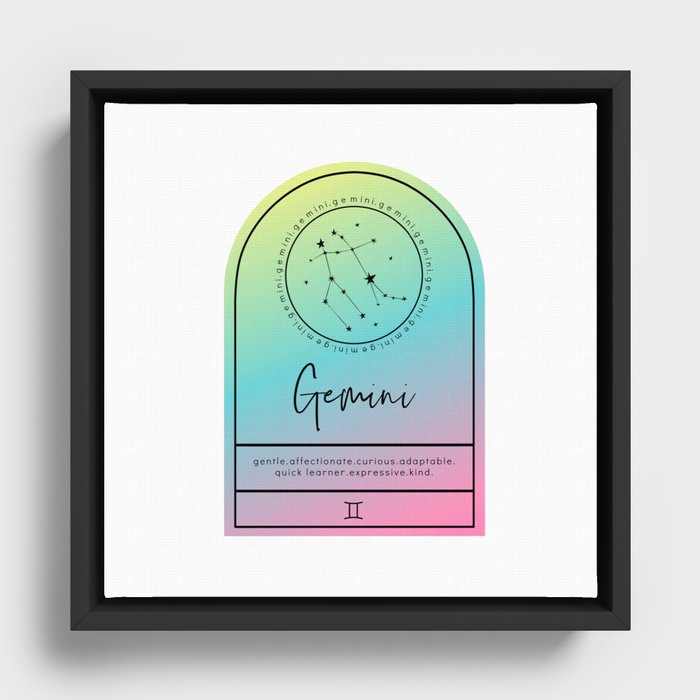 Gemini Zodiac | Gradient Arch Framed Canvas