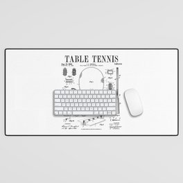 Table Tennis Ping Pong Old Vintage Patent Drawing Print Desk Mat
