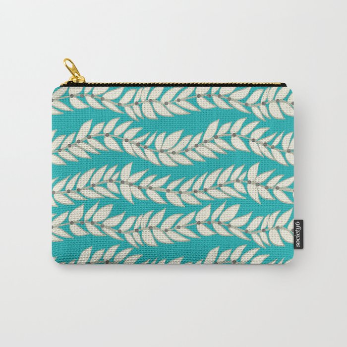 Leaf Dot Stripe Teal Carry-All Pouch