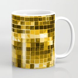 Gold Yellow Mirrored Disco Ball Pattern Coffee Mug