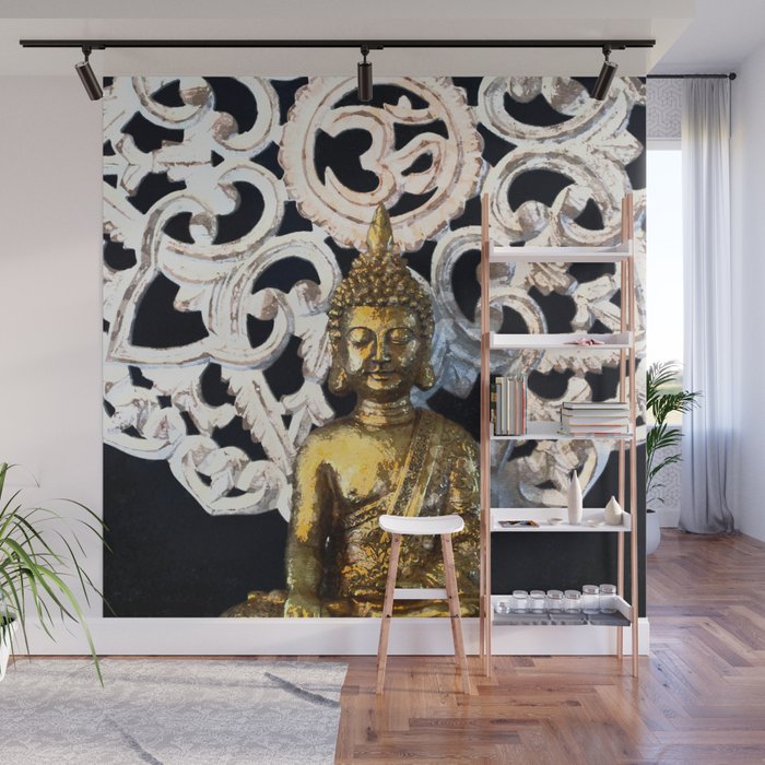 Gold Buddha Om Wall Mural