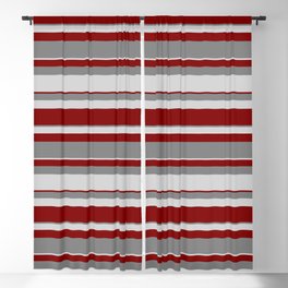 [ Thumbnail: Grey, Light Grey & Maroon Colored Stripes Pattern Blackout Curtain ]