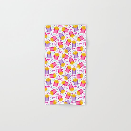 French Fries junk food party time razzle neon bright happy fun kids children pop art pattern foods Hand & Bath Towel