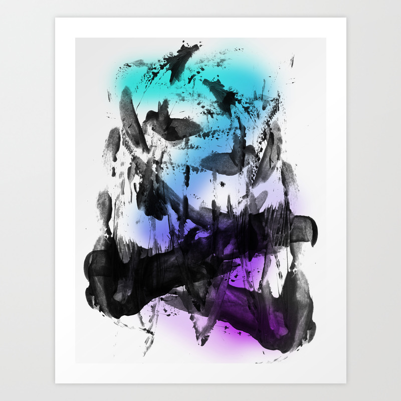 Thick Bold Black Ink Abstract Expressionism Art Print By Ovko