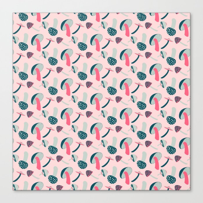 Modern Mushrooms - Pink Canvas Print