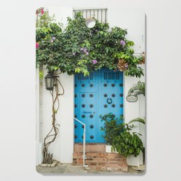 Blue door with Plants in Cartagena Colombia - wooden door - Caribbean vibe Cutting Board