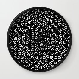 Little White Line Drawing Hearts Wall Clock