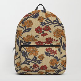 Vintage victorian floral upholstery fabric light background Backpack | Damask, Yellow, Summer, Red, Victorian, Flowers, Design, Digital, Botanical, Pattern 