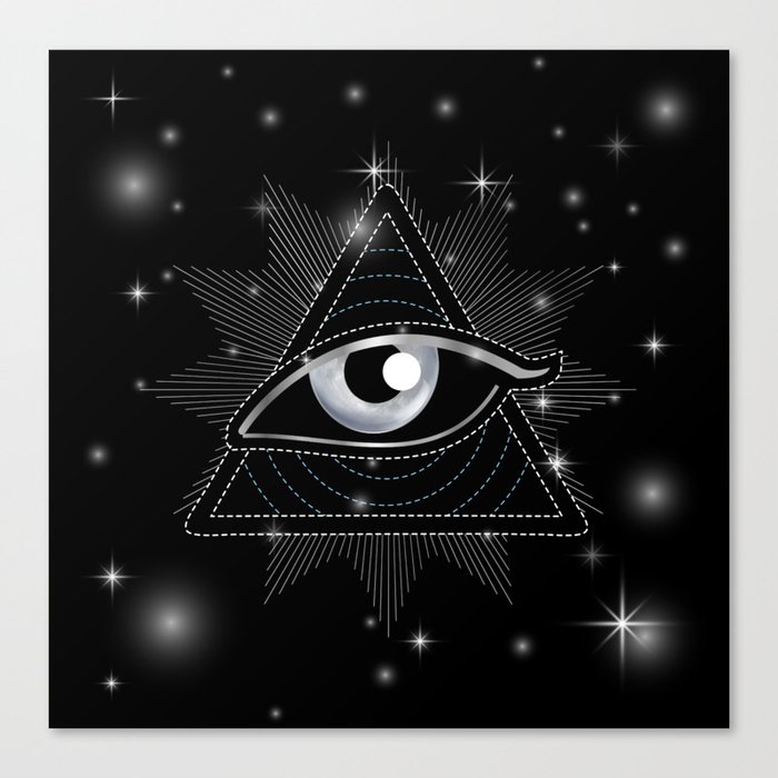 All seeing eye of Providence or Illuminati pyramid masonic symbol silver	 Canvas Print