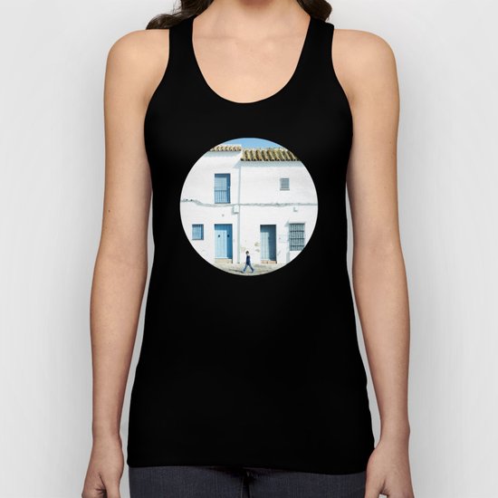 White and blue town Unisex Tank Top