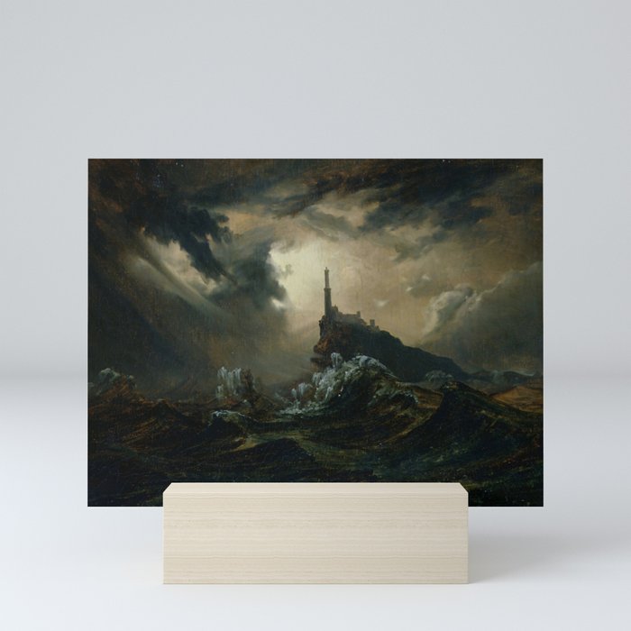 Carl Blechen - Stormy Sea with Lighthouse - German Romanticism - Oil Painting Mini Art Print