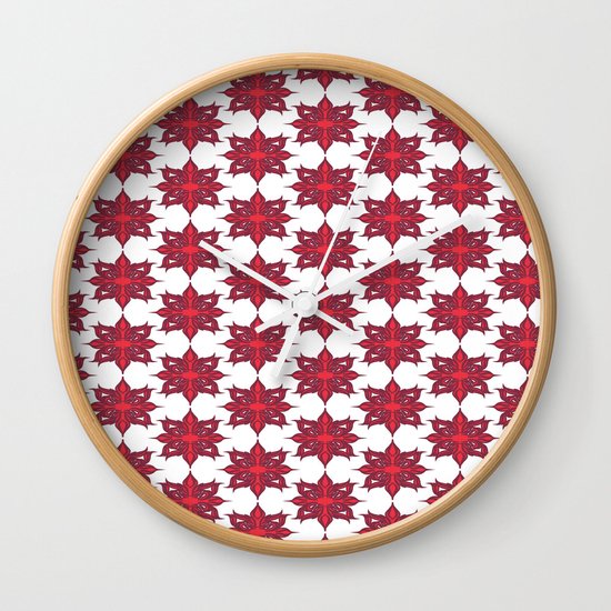 Flowery Red Wall Clock