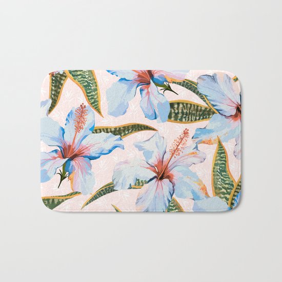 Tropical Pattern - Flowers and Plants Bath Mat