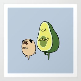 Pug and Avocado Yoga Art Print