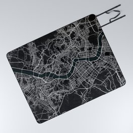 Seoul City Map of South Korea - Dark Picnic Blanket